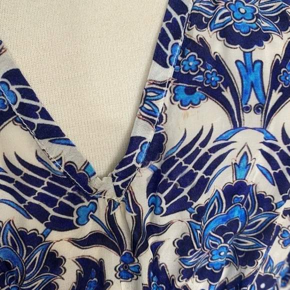 Anthropologie Women's Rujuta Sheth Blue Floral Kimono Kaftan Maxi Dress M/L Boho - Picture 10 of 15